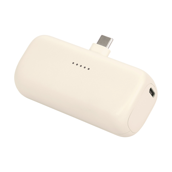 MOTTERU ダイレクトモバイルバッテリー 5000mAh PD20W対応 USB-Cコネクタ 2台同時充電 PSE適合製品 2年保証 アーモンドミルク 製品サイズ約79(W)×26(D)×36.5(H)mm