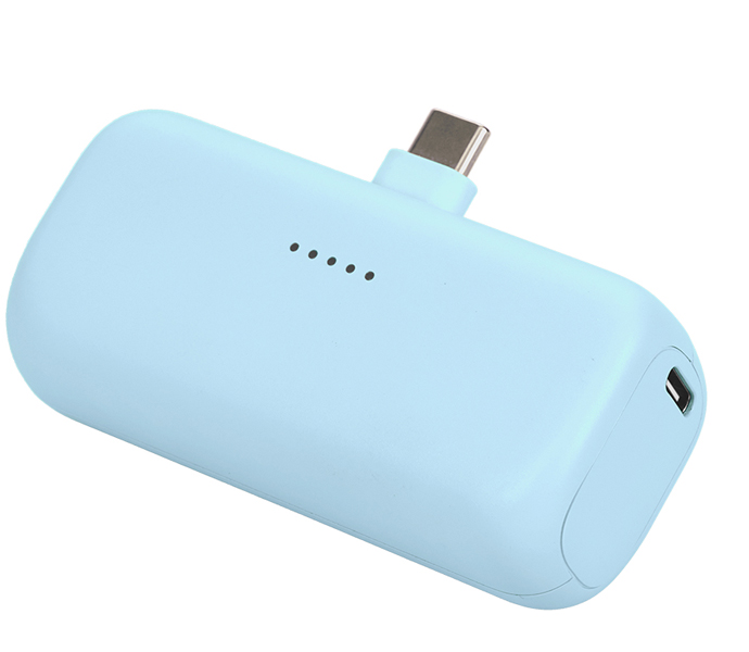 MOTTERU ダイレクトモバイルバッテリー 5000mAh PD20W出力対応 USB-Cコネクタ 2台同時充電 PSE適合製品 2年保証 パウダーブルー 製品サイズ約79(W)×26(D)×36.5(H)mm