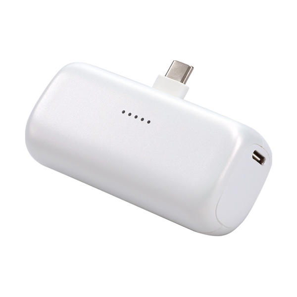 MOTTERU ダイレクトモバイルバッテリー 5000mAh PD20W出力対応 USB-Cコネクタ 2台同時充電 PSE適合製品 2年保証 パール 製品サイズ約79(W)×26(D)×36.5(H)mm