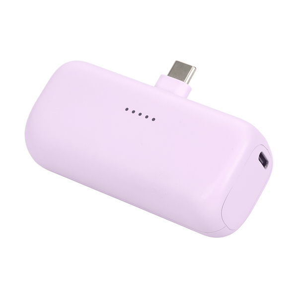 MOTTERU ダイレクトモバイルバッテリー 5000mAh PD20W対応 USB-Cコネクタ 2台同時充電 PSE適合製品 2年保証 ペールアイリス 製品サイズ約79(W)×26(D)×36.5(H)mm