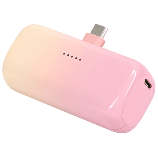 MOTTERU ダイレクトモバイルバッテリー 5000mAh PD20W対応 USB-Cコネクタ 2台同時充電 PSE適合製品 2年保証 ピーチスフレ 製品サイズ約79(W)×26(D)×36.5(H)mm