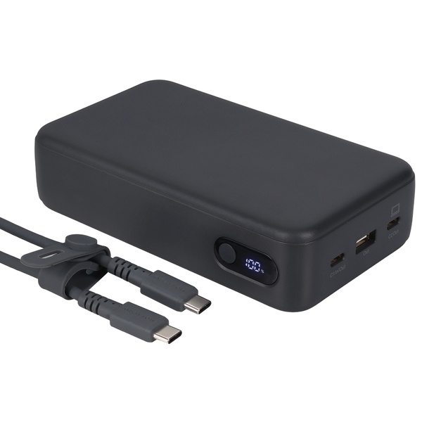MOT 準固体モバイルバッテリー 20000mAh PD65W スモーキーブラック 製品サイズ約81(W)×36(D)×140(H)mm