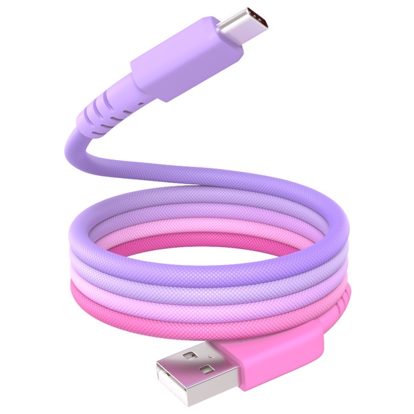 MOTTERU マグネットケーブル グラデーション USB-A to USB-C 1m 磁力でまとまる 急速充電 データ転送 2年保証 コットンキャンディ
