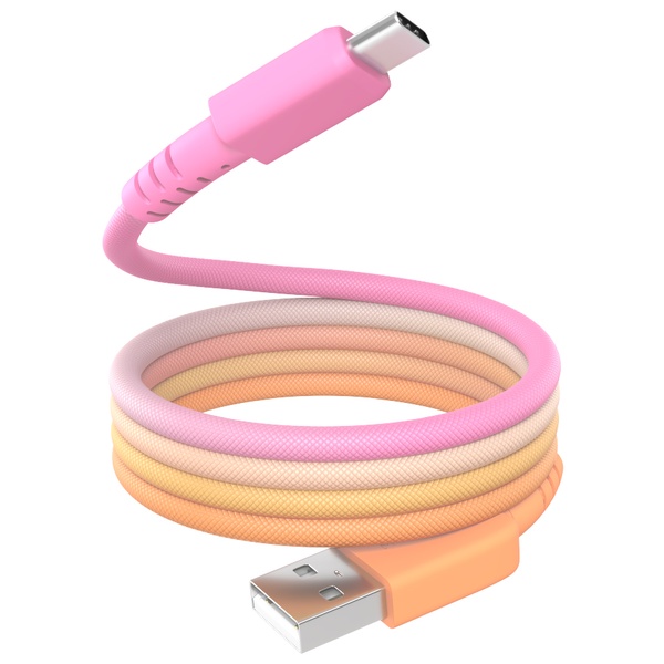 MOTTERU マグネットケーブル グラデーション USB-A to USB-C 1m 磁力でまとまる 急速充電 データ転送 2年保証 ファジーネーブル