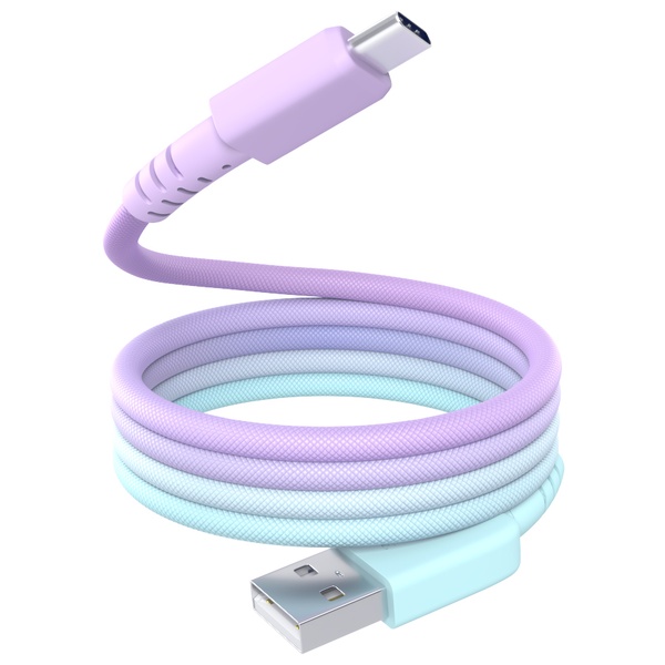 MOTTERU マグネットケーブル グラデーション USB-A to USB-C 1m 磁力でまとまる 急速充電 データ転送 2年保証 マーメイド