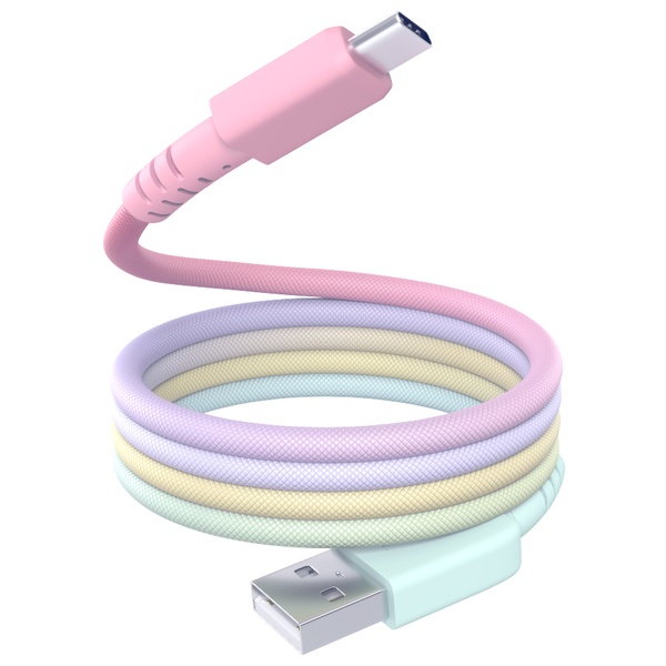 MOTTERU マグネットケーブル グラデーション USB-A to USB-C 1m 磁力でまとまる 急速充電 データ転送 2年保証 シャーベット