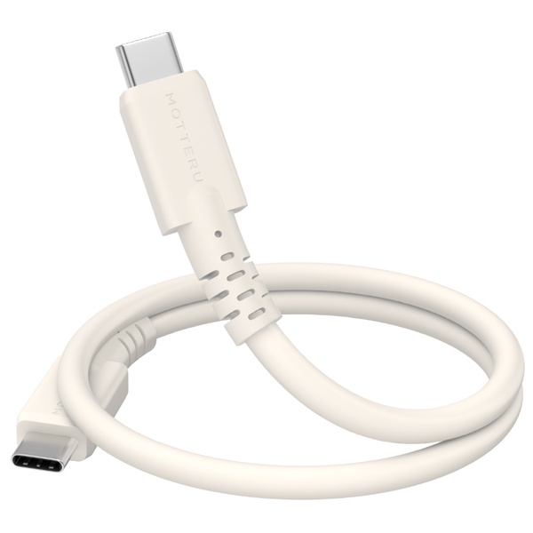 MOTTERU マグネットシリコンケーブル PD240W対応 USB-C to USB-C 50cm 2年保証 (MOT-MGSCC50) アーモンドミルク 製品サイズ約74(W)×44(D)×74(H)mm