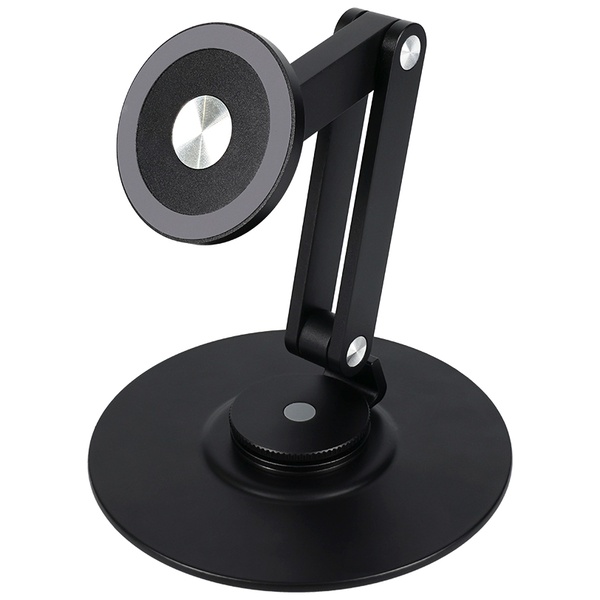 MOTTERU マグネットスタンド MagSafe対応 360度回転 ピタッとくっつく アルミ製 メタルリングステッカー付属 1年保証 ブラック 製品サイズ約151(W)×133(D)×45(H)mm