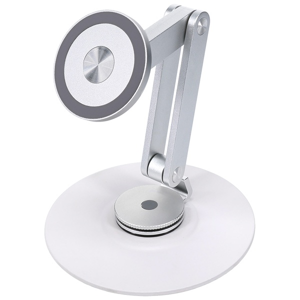 MOTTERU マグネットスタンド MagSafe対応 360度回転 ピタッとくっつく アルミ製 メタルリングステッカー付属 1年保証 シルバー 製品サイズ約151(W)×133(D)×45(H)mm