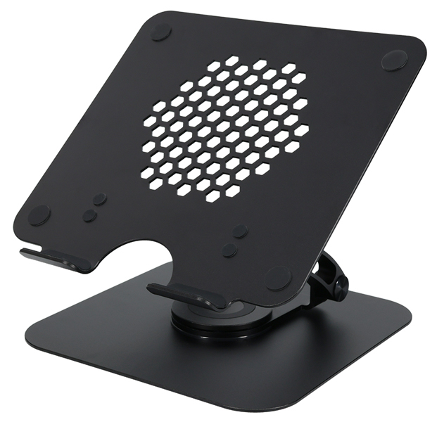 MOTTERU 肩や背中への負担を軽減 アルミニウム製360度回転ノートPCスタンド 2年保証 ブラック（MOT-PCSTD08） 製品サイズ約239(W)×231(D)×69(H)mm