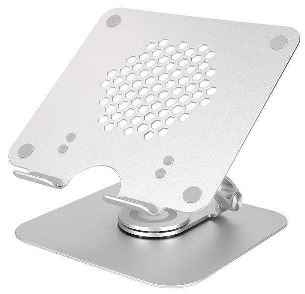 MOTTERU 肩や背中への負担を軽減 アルミニウム製360度回転ノートPCスタンド 2年保証 シルバー（MOT-PCSTD08） 製品サイズ約239(W)×231(D)×69(H)mm