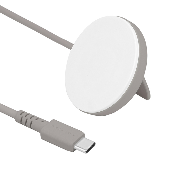 MOTTERU Qi2対応 マグネット式ワイヤレス充電器 スタンド付き2年保証（MOT-QI15W02-EC） ラテグレージュ 製品サイズ約60(W)×17(D)×60(H)mm