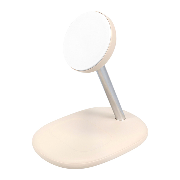 MOTTERU 2in1 マグネット式 ワイヤレス充電器 Qi2認証品 MagSafe対応 全1色 アーモンドミルク 製品サイズ約136(W)×96(D)×154(H)mm