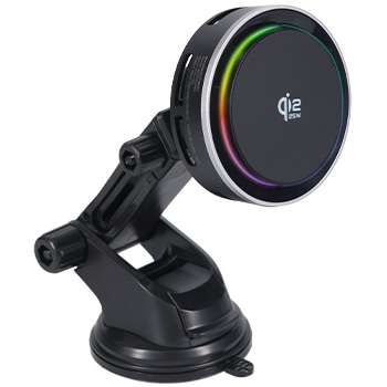 MOTTERU マグネット式 車載ワイヤレス充電器 Qi2 25W MagSafe対応 LED8パターン シリコンケーブル付属 1年保証 ブラック 製品サイズ約72(W)×46(D)×72(H)mm