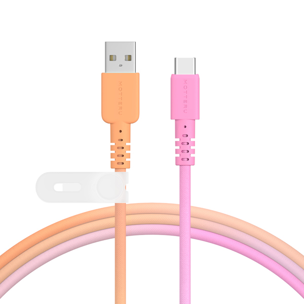 MOT グラデーションケーブル USB-A to USB-C 急速充電 データ転送対応 ケーブルバンド付属 1m 2年保証 ファジーネーブル (MOT-SCBACG100)
