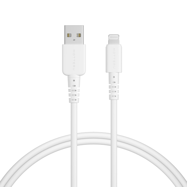 MOTTERU USB Type-A to Lightningシリコンケーブル 1m エアリーホワイト 2年保証