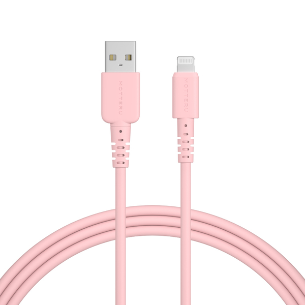 MOTTERU USB Type-A to Lightningシリコンケーブル 2m シェルピンク 2年保証