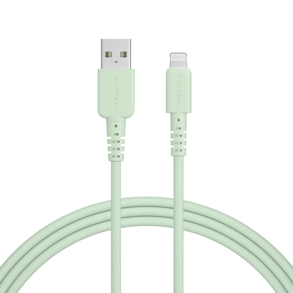 MOTTERU しなやかで絡まない シリコンケーブル 充電 データ転送対応 Apple MFi認証品 USB-A to Lightning 2m カラバリ全6色 2年保証 ピスタチオ