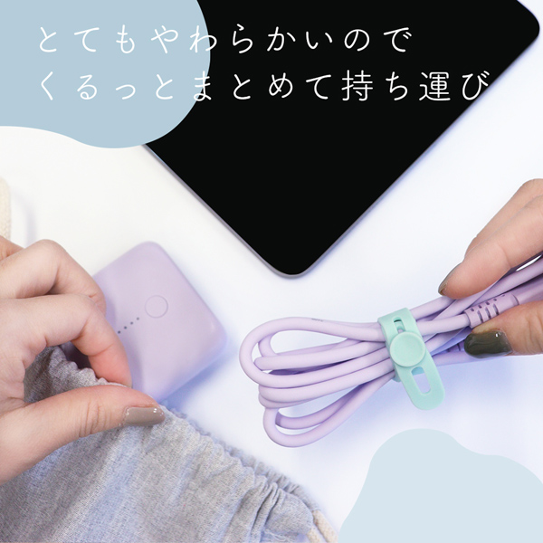 MOTTERU しなやかで絡まない シリコンケーブル 急速充電 データ転送対応 USB-C to USB-C 1m カラバリ全4色 2年保証 パウダーブルー