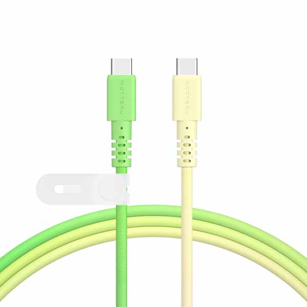 MOTTERU グラデーションケーブル USB-C to USB-C しなやかで絡まない 急速充電 PD60W対応 データ転送対応 1m 全3色 ケーブルバンド付属 2年保証 メロンクリームソーダ