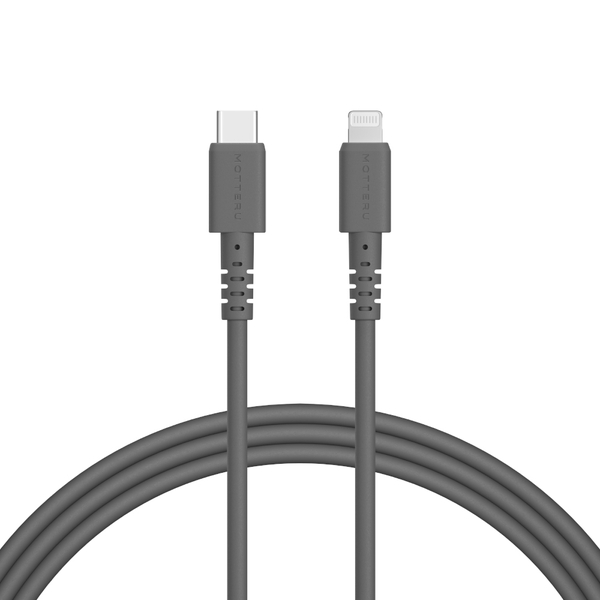 MOTTERU USB Type-C to Lightningシリコンケーブル 2m スモーキーブラック 2年保証