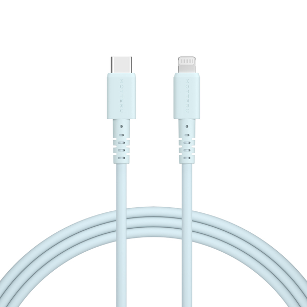 MOTTERU USB Type-C to Lightningシリコンケーブル 2m パウダーブルー 2年保証