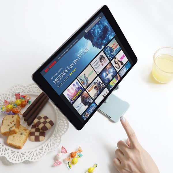 MOTTERU タブレット13インチまでサイズに合わせて調節可能 スライド可動式スタンド コンパクトに折りたためる 1年保証 ペールアイリス 製品サイズ約67(W)×115(D)×26(H)mm