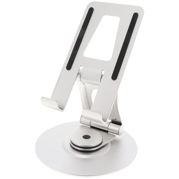 MOTTERU スマホ＆タブレットに対応 卓上タブレットスタンド 360°回転 シルバー 製品サイズ約132(W)×162(D)×45(H)mm