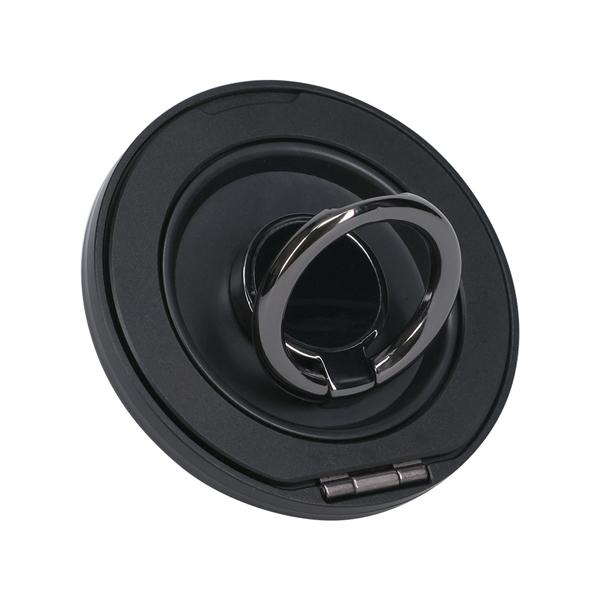 MOT 2way マグネット式 スマホリング 縦横スタンド MagSafe対応 360度回転 メタルリング付全2色 ブラック (MOT-SRING03) 製品サイズ約60(W)×7(D)×60(H)mm