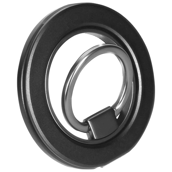 MOT マグネットリング＆スタンド 両面マグネット 360°回転リング 壁にも貼れる MagSafe対応 強力磁石 落下防止 ブラック 製品サイズ約60(W)×6(D)×60(H)mm