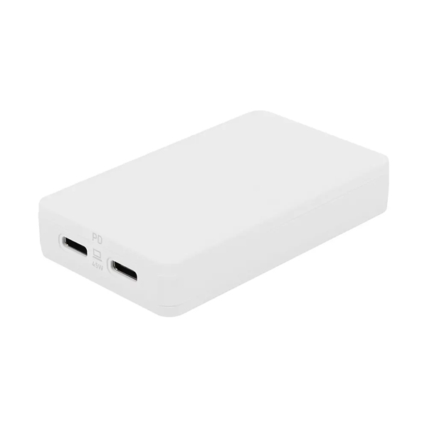 AC充電器/USB充電器/PD45W/窒化ガリウム/2ポート/Type-Cポート/コンパクト/PD対応ノートパソコン、iPad、iPhone、iPod、モバイルバッテリー、スマートフォン/ホワイト