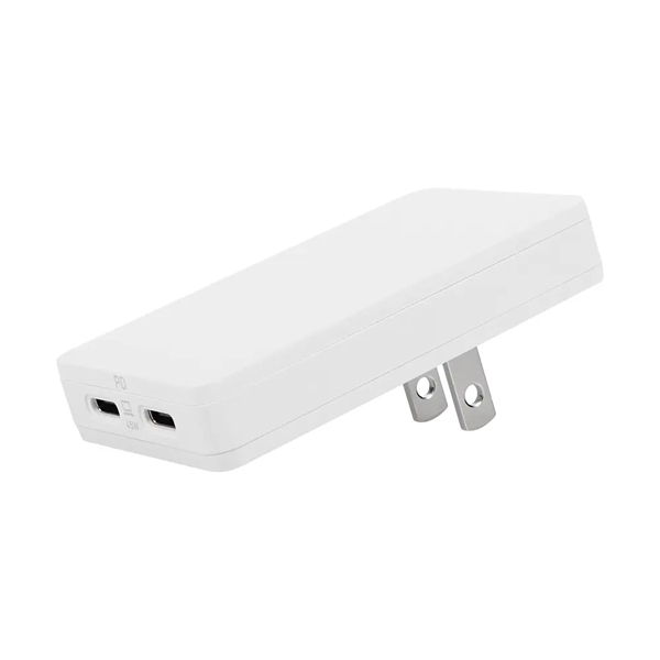 AC充電器/USB充電器/PD45W/窒化ガリウム/2ポート/Type-Cポート/コンパクト/PD対応ノートパソコン、iPad、iPhone、iPod、モバイルバッテリー、スマートフォン/ホワイト