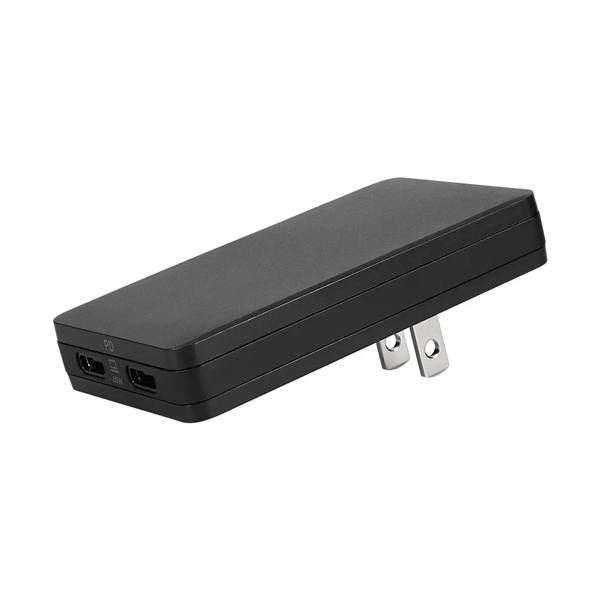 AC充電器/USB充電器/PD65W/窒化ガリウム/2ポート/Type-Cポート/薄型/PD対応ノートパソコン、iPad、iPhone、iPod、モバイルバッテリー、スマートフォン/ブラック