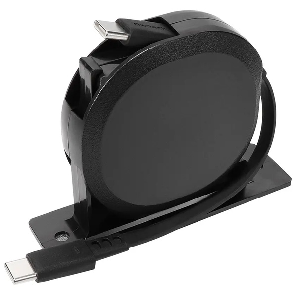 OEC スタンド付き 片引き巻取り式 katamaki 温度センサー搭載PD60W充電/データ通信対応 USB Type-C to Type-Cケーブル ブラック 製品サイズ約62.5(W)×19(D)×62.5(H)mm