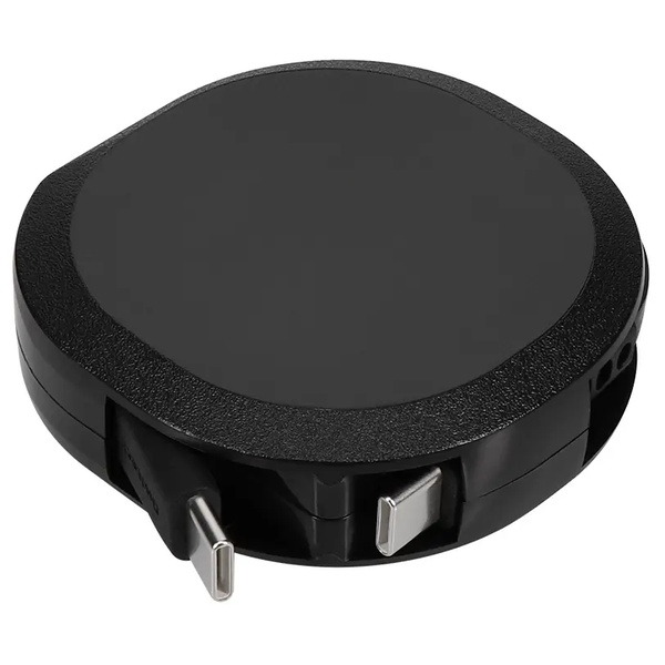 OEC スタンド付き 片引き巻取り式 katamaki 温度センサー搭載PD60W充電/データ通信対応 USB Type-C to Type-Cケーブル ブラック 製品サイズ約62.5(W)×19(D)×62.5(H)mm