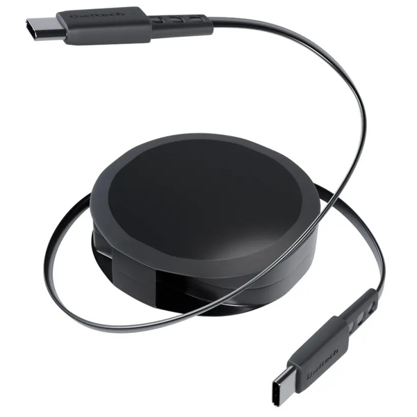 OEC スタンド付き 片引き巻取り式 katamaki 温度センサー搭載PD60W充電/データ通信対応 USB Type-C to Type-Cケーブル ブラック 製品サイズ約62.5(W)×19(D)×62.5(H)mm