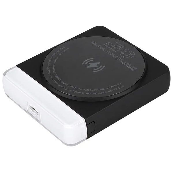 OEC 5000mAh PD20W出力対応 USB Type-C入出力 マグネット式ワイヤレス充電対応 モバイルバッテリー ブラック 製品サイズ約64.5(W)×16.3(D)×75.3(H)mm