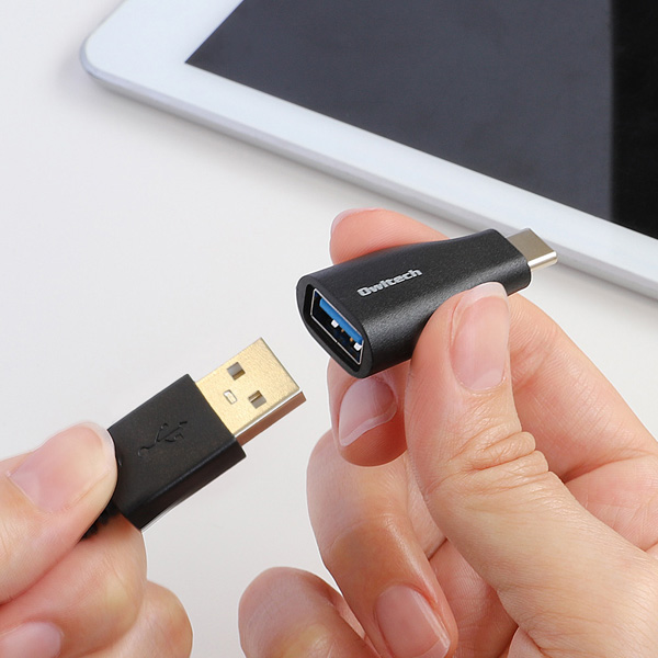 変換アダプタ/USB Type-A to USB Type-C/USB Type-Aメス to USB Type-Cオス/高速USB3.2 Gen2/ブラック
