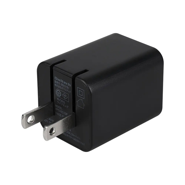 AC充電器/USB充電器/PD20W/1ポート/GaN採用/スマホ充電/PD対応iPad、iPhone、iPod、スマートフォン、タブレットPC、Wi-Fiルーター、加熱式たばこ等/ブラック