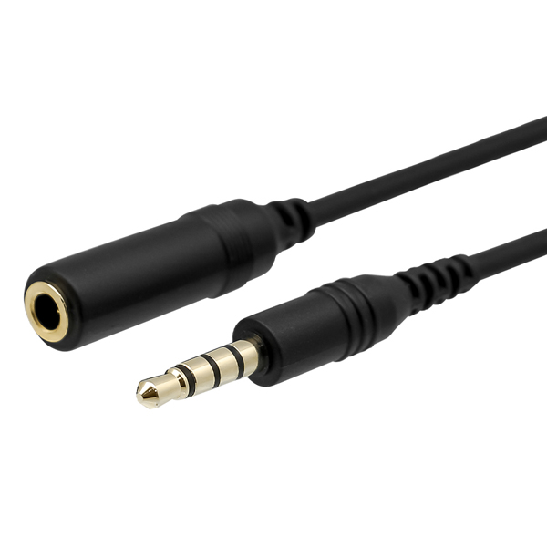 オーディオ延長ケーブル/4極/リモコン＆マイク付きイヤホン対応/1.5m/ブラック