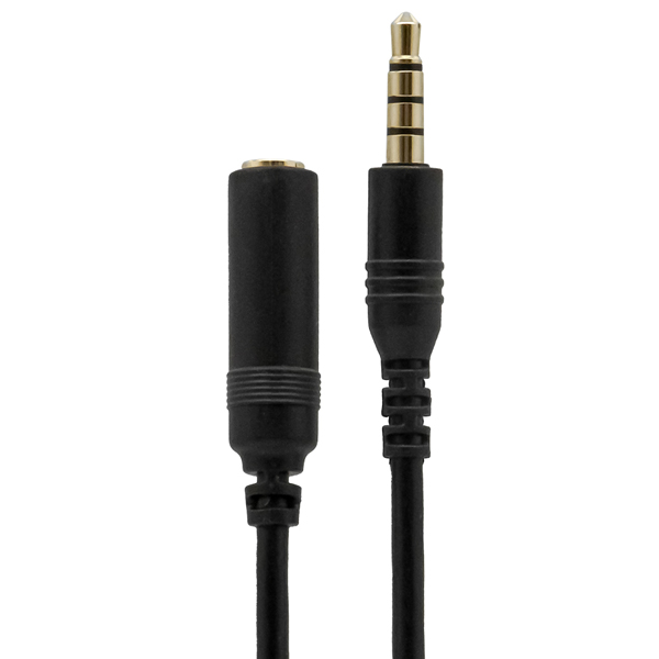 オーディオ延長ケーブル/4極/リモコン＆マイク付きイヤホン対応/1.5m/ブラック