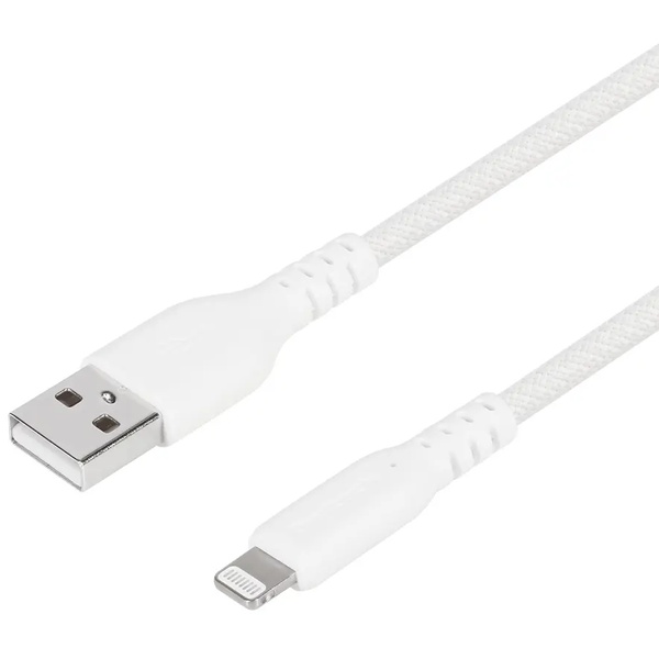 Lightningケーブル/USB Type-A to Lightning/MFi認証/超タフ/やわらか/断線に強い/急速2.4A充電/データ転送/2m/200cm/ホワイト