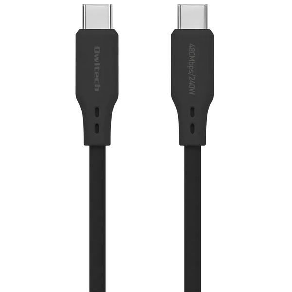スマホ・タブレット用USBケーブル/USB2.0規格準拠/USB（C-C）/USB PD EPR対応/PD240W/しなやかシリコンで絡みにくい/データ転送/1m/100cm/ブラック