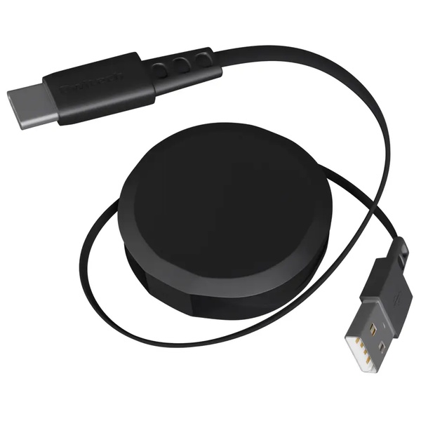 スマホ・タブレット用USBケーブル/USB2.0規格準拠/片引き巻取り式ケーブル/Type-A to Type-C/USB（A-C）/3A/温度センサー搭載/スタンド付き/1.2cm/120cm/ブラック