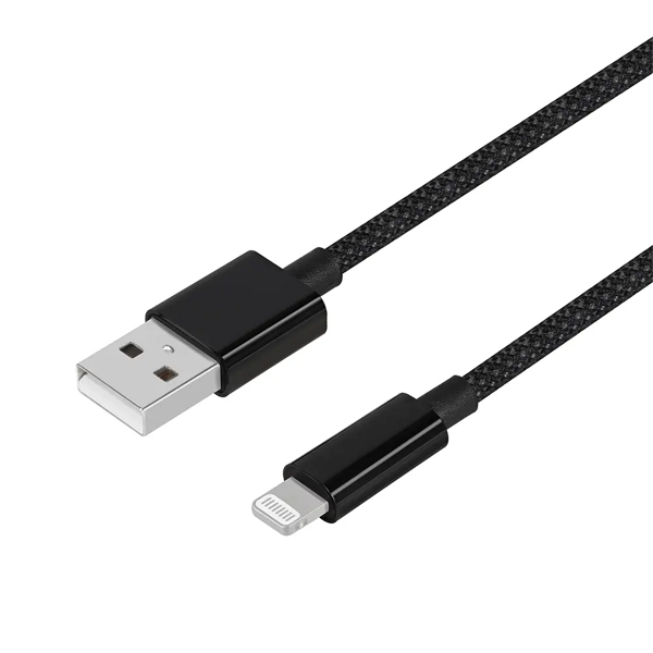 Lightningケーブル/USB Type-A to Lightning/MFi認証/ブレイデッドケーブル/絡みにくい/急速充電/データ転送/1.2m/120cm/ブラック