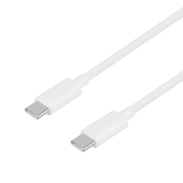 スマホ・タブレット用USBケーブル/USB2.0規格準拠/USB（C-C）/PD60W/ブレイデッドケーブル/絡みにくい/データ転送/1.2m/120cm/ホワイト