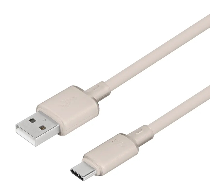 スマートフォン用USBケーブル/A-C/（Aオス-Cオス）/データ転送/シースルー素材/シリコンケーブル/急速充電/3A/1.2m/120cm/マッシュルームベージュ