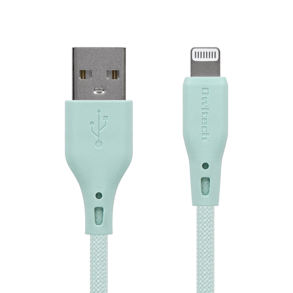 Lightningケーブル/USB Type-A to Lightning/MFi認証/シリコンケーブル/2.4A出力/断線に強い/1.5m/150cm/アイスミントブルー