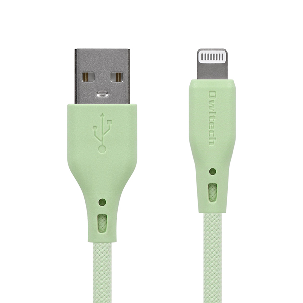 Lightningケーブル/USB Type-A to Lightning/MFi認証/シリコンケーブル/2.4A出力/断線に強い/1.5m/150cm/セージグリーン