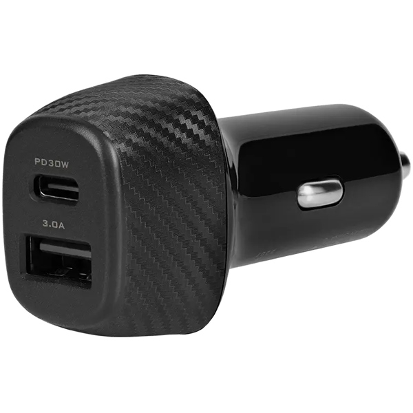 カーチャージャー/シガーソケット充電器/USB車載充電器/PD30W/USB Type-C×1/18W対応USB Type-A×1/ブラック